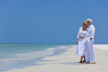 Retired couple at the beach