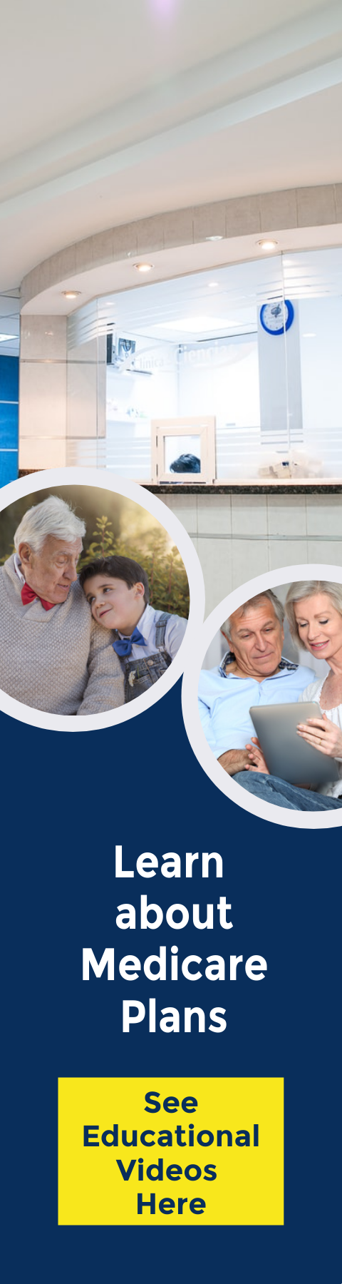 Learn About Medicare - Images of Grandpa with Grandson and Older Adults viewing computer screen.